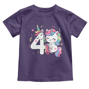 Unicorn 4th Birthday Toddler T Shirt 4 Years Old Birthday Outfit TS10 Purple Print Your Wear