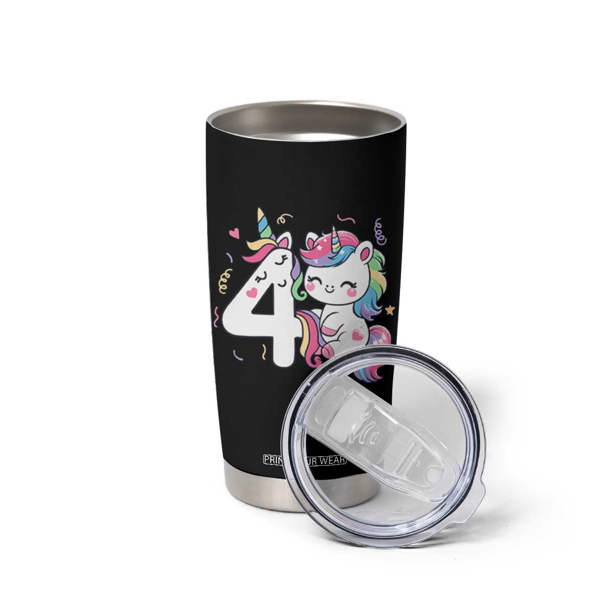 Unicorn 4th Birthday Tumbler Cup 4 Years Old Birthday Outfit TS10 Print Your Wear