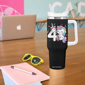 Unicorn 4th Birthday Tumbler With Handle 4 Years Old Birthday Outfit TS10 Print Your Wear
