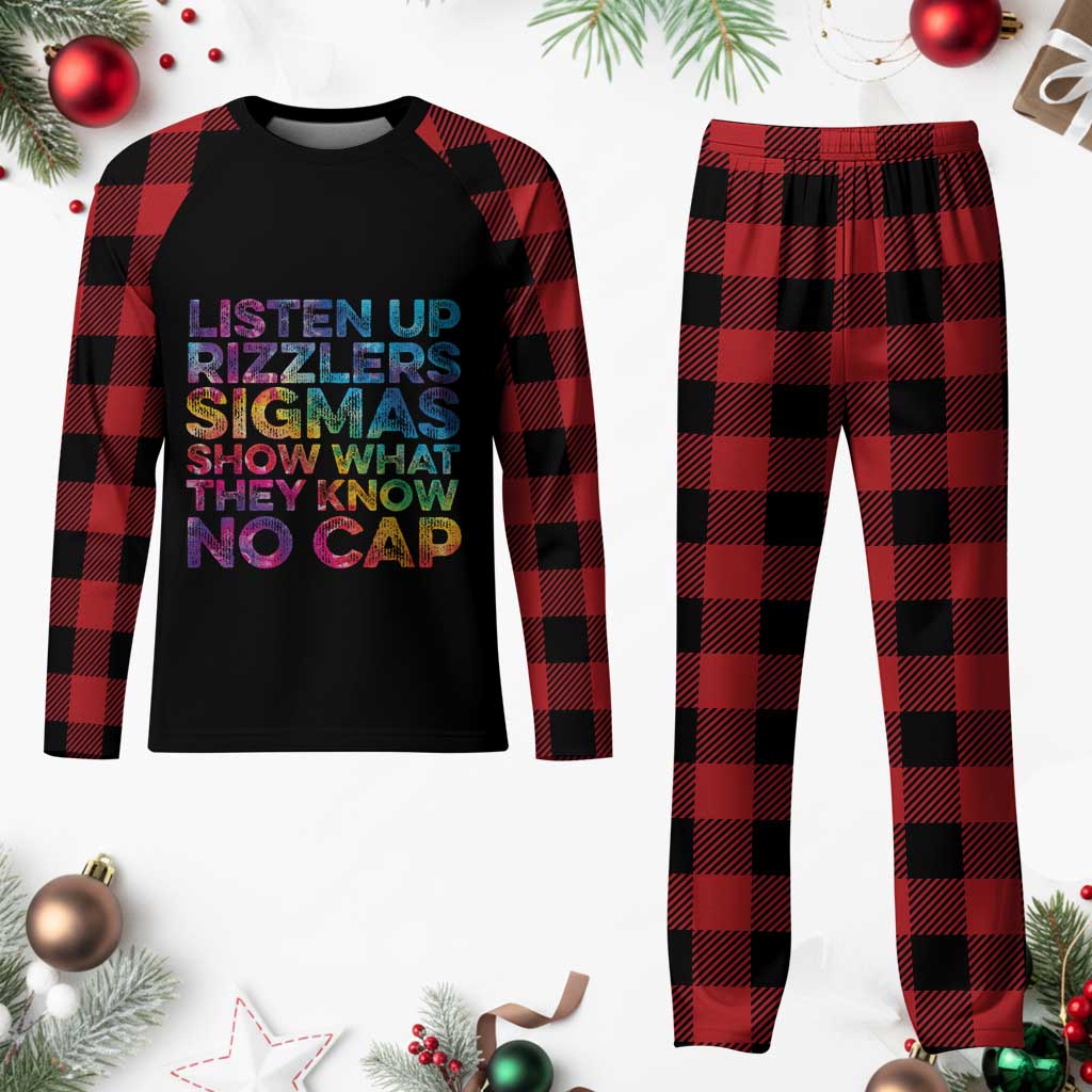 Funny Teacher Plaid Pajama Set Listen Up Rizzlers Sigmas Show Work No Cap Tie-Dye TS10 Buffalo Plaid Print Your Wear