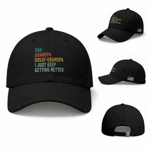 Funny Dad Great Grandpa Baseball Cap Retro Fathers Day TS10 Baseball Cap Universal Fit Black Print Your Wear