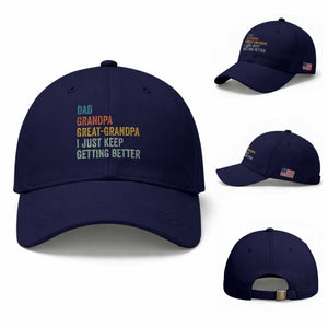 Funny Dad Great Grandpa Baseball Cap Retro Fathers Day TS10 Baseball Cap Universal Fit Dark Blue Print Your Wear