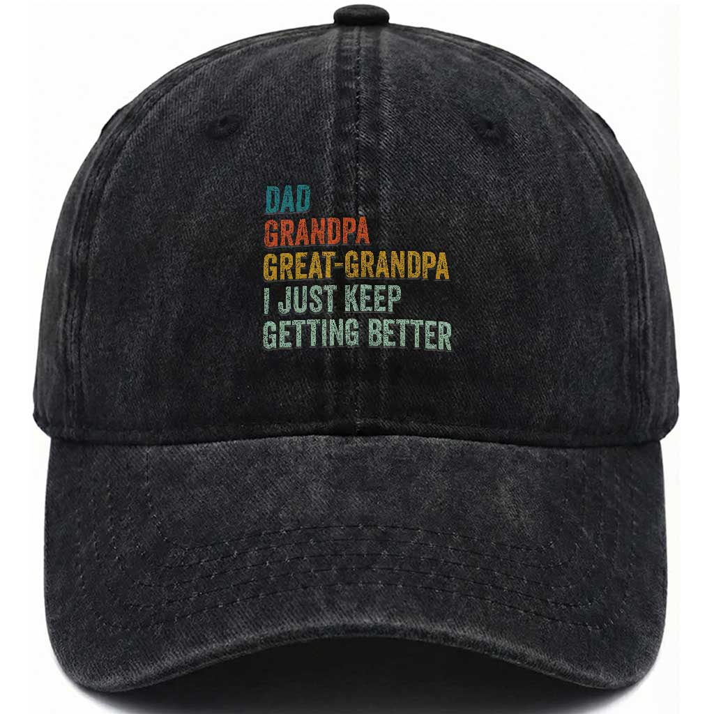 Funny Dad Great Grandpa Washed Cotton Baseball Cap Retro Fathers Day TS10 Print Your Wear