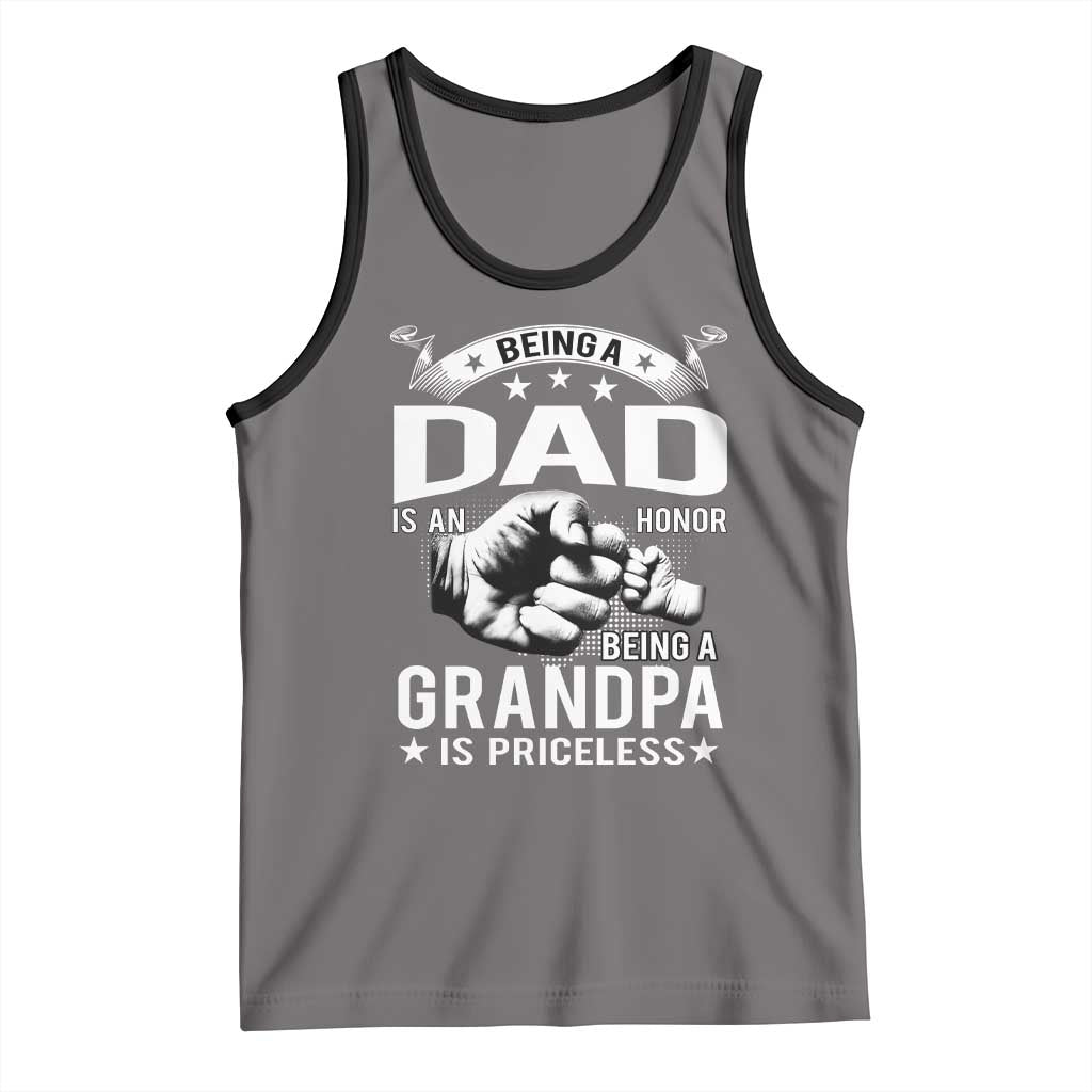 Being A Dad Is An Honor Being A Grandpa is Priceless Tank Top TS10 Deep Heather Black Print Your Wear