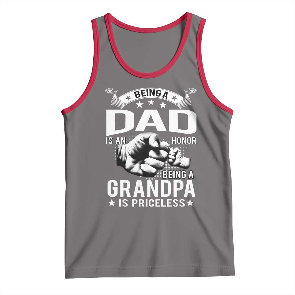 Being A Dad Is An Honor Being A Grandpa is Priceless Tank Top TS10 Deep Heather Red Print Your Wear