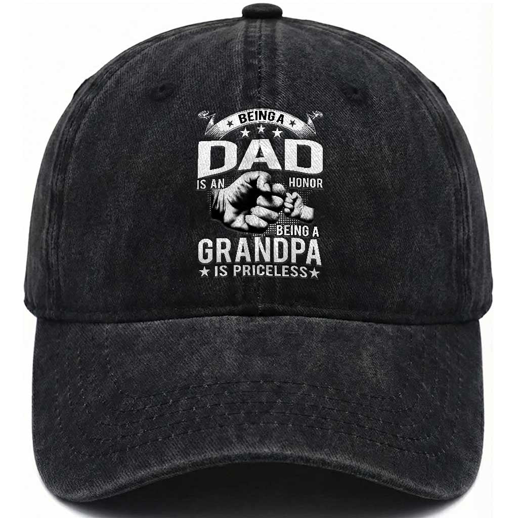 Being A Dad Is An Honor Being A Grandpa is Priceless Washed Cotton Baseball Cap TS10 Print Your Wear