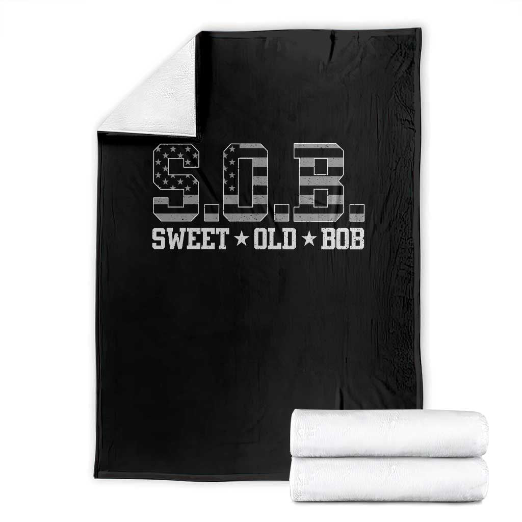 Funny Bob Throw Blanket Fathers Day Dad Sweet Old Bob Retro USA Flag TS10 Black Print Your Wear