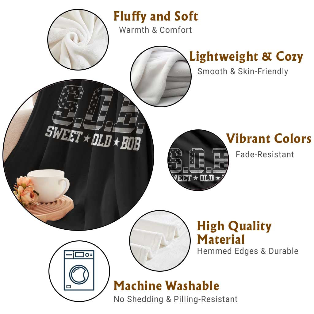 Funny Bob Throw Blanket Fathers Day Dad Sweet Old Bob Retro USA Flag TS10 Print Your Wear