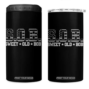 Funny Bob 4 in 1 Can Cooler Tumbler Fathers Day Dad Sweet Old Bob Retro USA Flag TS10 One Size: 16 oz Black Print Your Wear