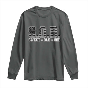 Funny Bob Long Sleeve Shirt Fathers Day Dad Sweet Old Bob Retro USA Flag TS10 Dark Heather Print Your Wear
