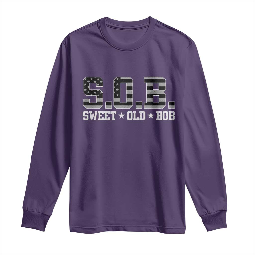 Funny Bob Long Sleeve Shirt Fathers Day Dad Sweet Old Bob Retro USA Flag TS10 Purple Print Your Wear