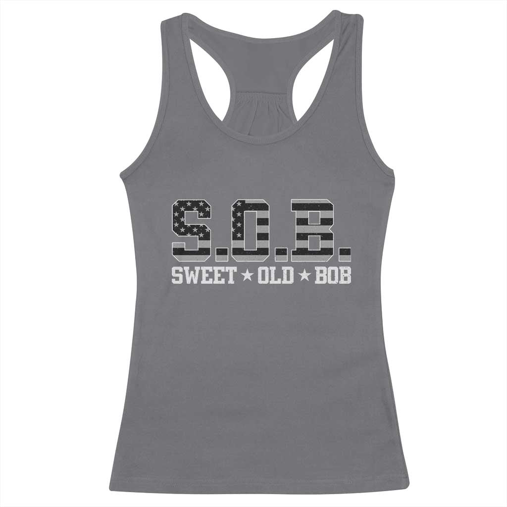 Funny Bob Racerback Tank Top Fathers Day Dad Sweet Old Bob Retro USA Flag TS10 Charcoal Print Your Wear