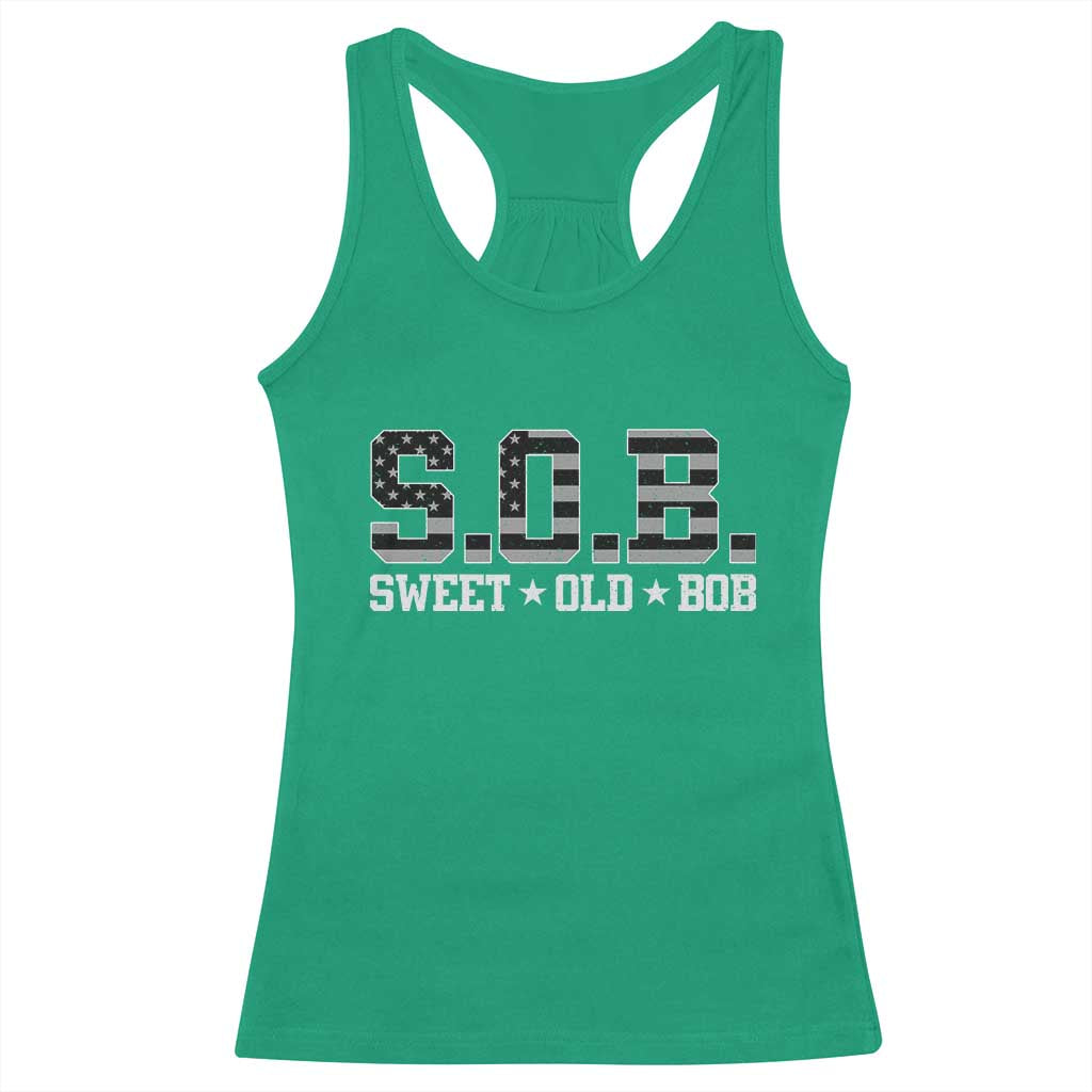 Funny Bob Racerback Tank Top Fathers Day Dad Sweet Old Bob Retro USA Flag TS10 Irish Green Print Your Wear