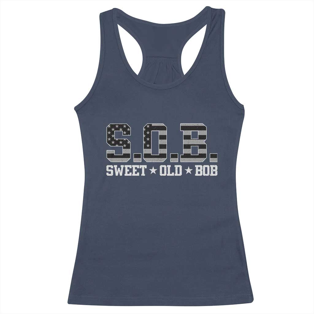 Funny Bob Racerback Tank Top Fathers Day Dad Sweet Old Bob Retro USA Flag TS10 Navy Print Your Wear