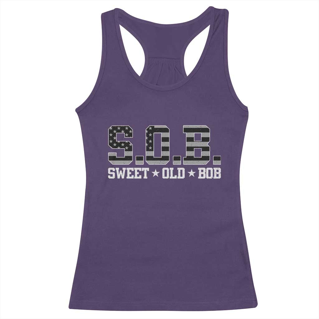 Funny Bob Racerback Tank Top Fathers Day Dad Sweet Old Bob Retro USA Flag TS10 Purple Print Your Wear