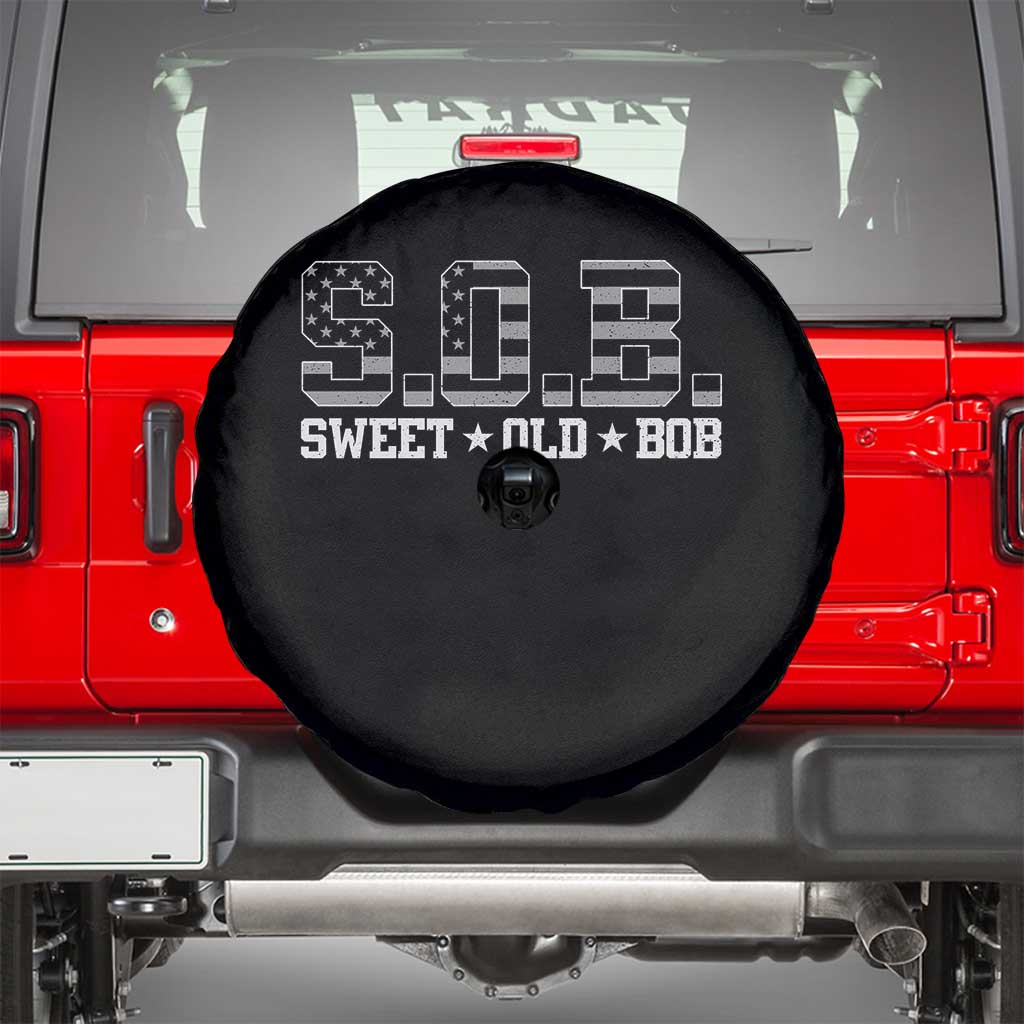 Funny Bob Spare Tire Cover Fathers Day Dad Sweet Old Bob Retro USA Flag TS10 Black Print Your Wear