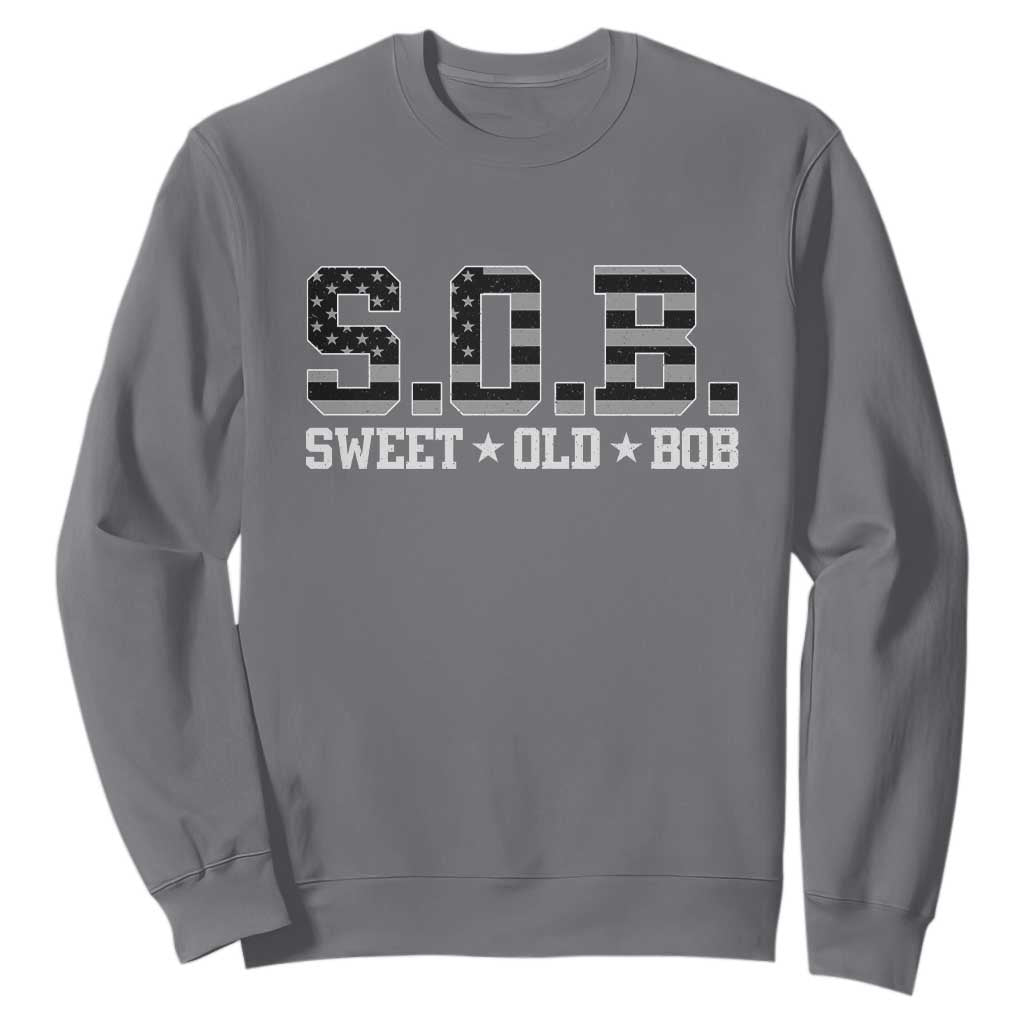 Funny Bob Sweatshirt Fathers Day Dad Sweet Old Bob Retro USA Flag TS10 Charcoal Print Your Wear