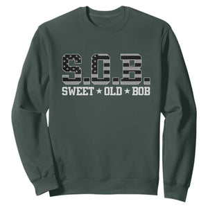 Funny Bob Sweatshirt Fathers Day Dad Sweet Old Bob Retro USA Flag TS10 Dark Forest Green Print Your Wear