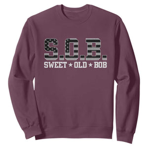 Funny Bob Sweatshirt Fathers Day Dad Sweet Old Bob Retro USA Flag TS10 Maroon Print Your Wear