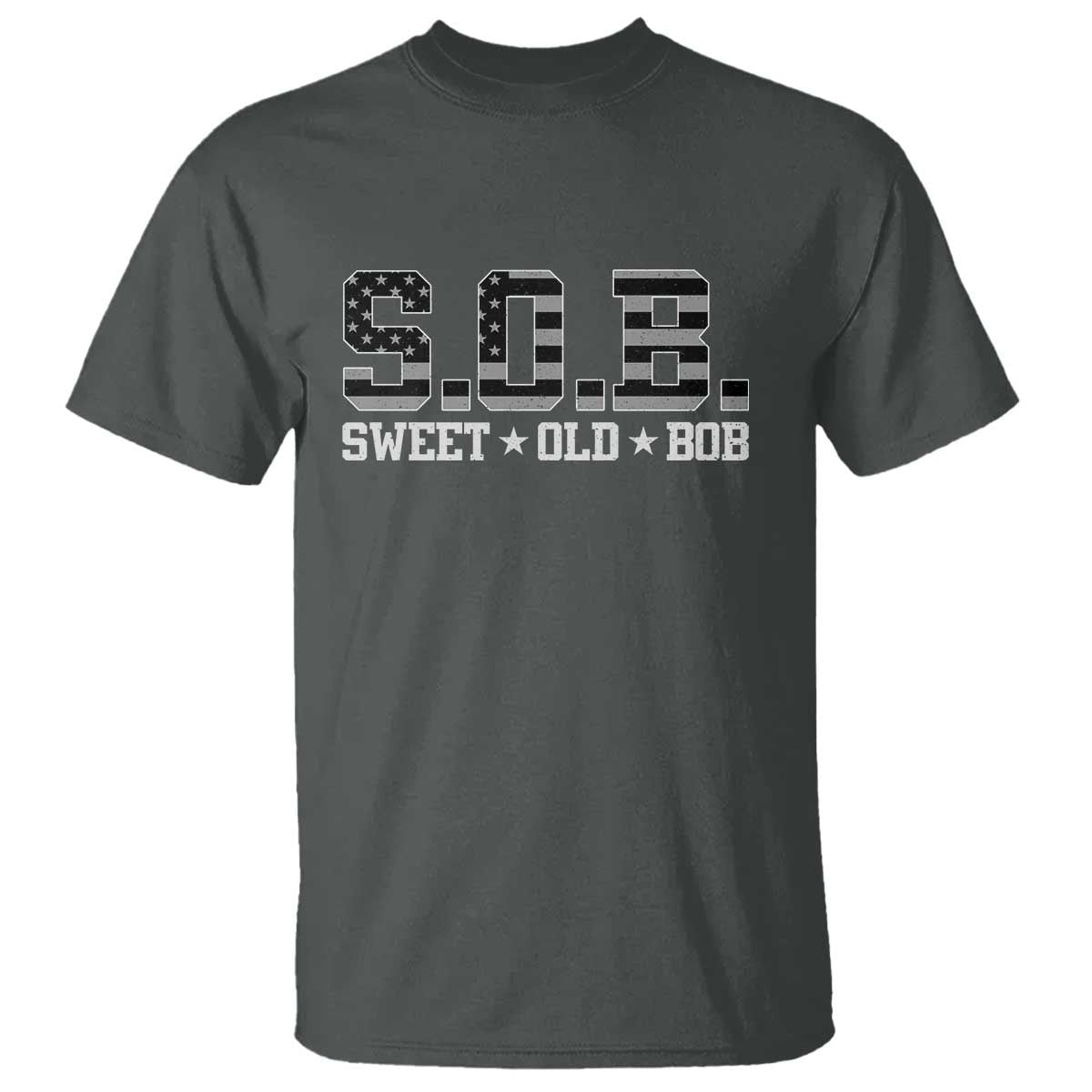 Funny Bob T Shirt Fathers Day Dad Sweet Old Bob Retro USA Flag TS10 Dark Heather Print Your Wear