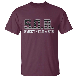 Funny Bob T Shirt Fathers Day Dad Sweet Old Bob Retro USA Flag TS10 Maroon Print Your Wear