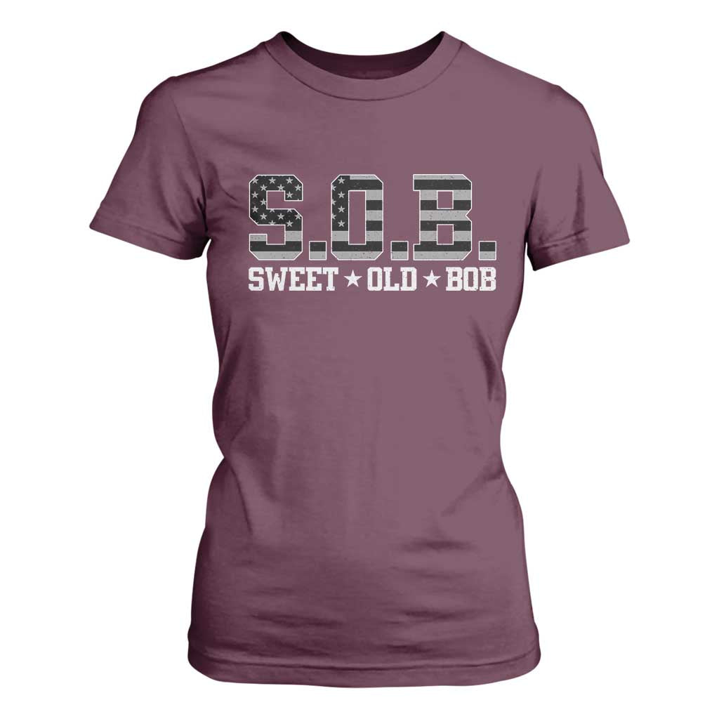 Funny Bob T Shirt For Women Fathers Day Dad Sweet Old Bob Retro USA Flag TS10 Maroon Print Your Wear