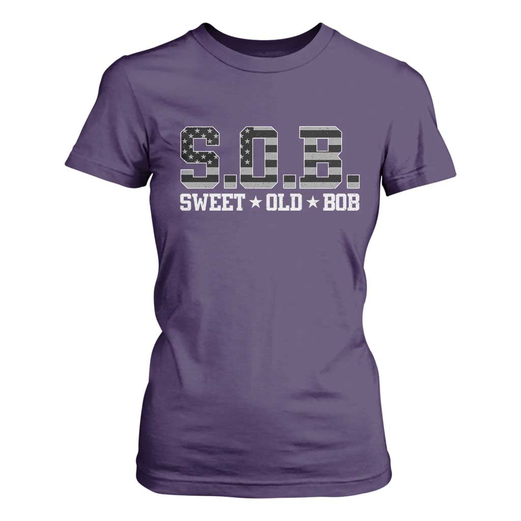 Funny Bob T Shirt For Women Fathers Day Dad Sweet Old Bob Retro USA Flag TS10 Purple Print Your Wear