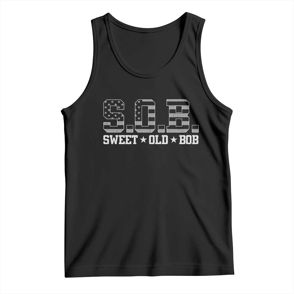 Funny Bob Tank Top Fathers Day Dad Sweet Old Bob Retro USA Flag TS10 Black Print Your Wear