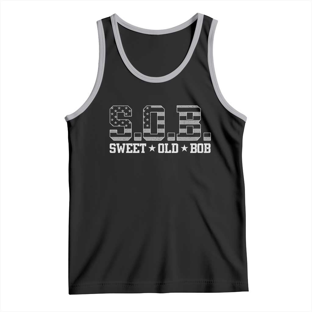 Funny Bob Tank Top Fathers Day Dad Sweet Old Bob Retro USA Flag TS10 Black Athletic Heather Print Your Wear