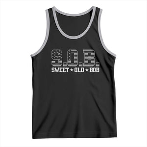 Funny Bob Tank Top Fathers Day Dad Sweet Old Bob Retro USA Flag TS10 Black Athletic Heather Print Your Wear