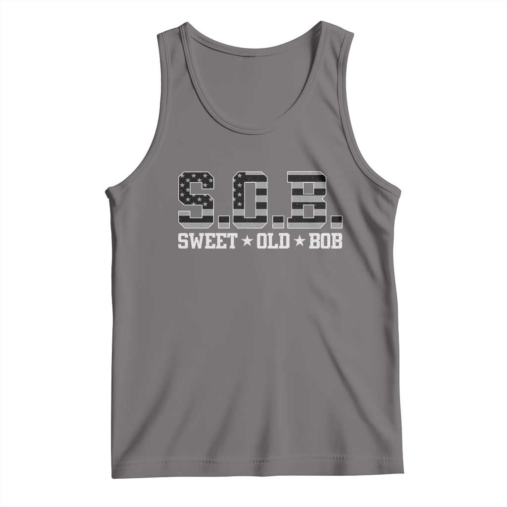 Funny Bob Tank Top Fathers Day Dad Sweet Old Bob Retro USA Flag TS10 Deep Heather Print Your Wear