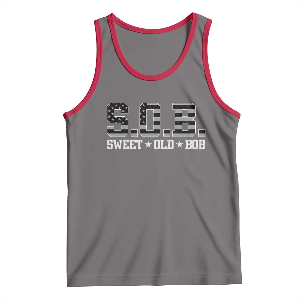 Funny Bob Tank Top Fathers Day Dad Sweet Old Bob Retro USA Flag TS10 Deep Heather Red Print Your Wear