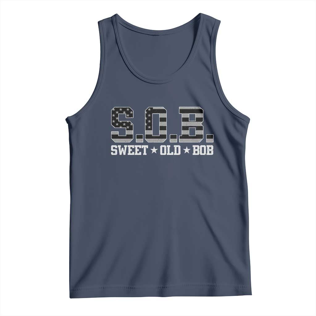 Funny Bob Tank Top Fathers Day Dad Sweet Old Bob Retro USA Flag TS10 Navy Print Your Wear