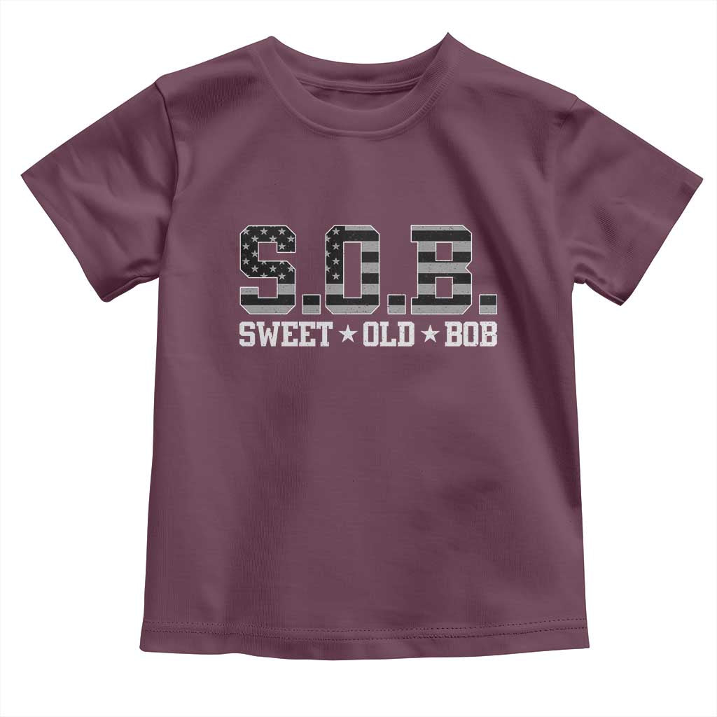 Funny Bob Toddler T Shirt Fathers Day Dad Sweet Old Bob Retro USA Flag TS10 Maroon Print Your Wear