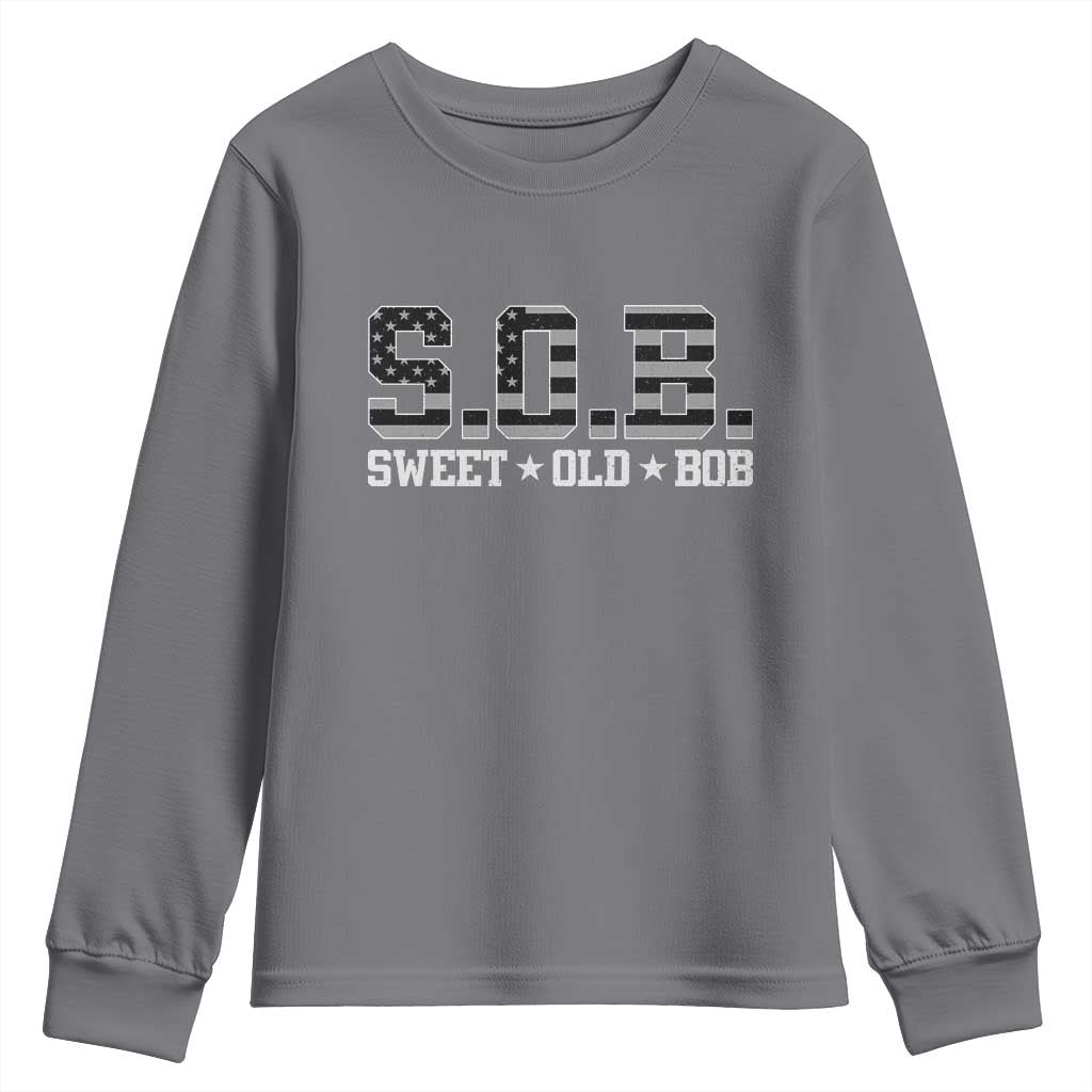 Funny Bob Youth Sweatshirt Fathers Day Dad Sweet Old Bob Retro USA Flag TS10 Charcoal Print Your Wear
