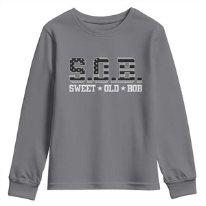 Funny Bob Youth Sweatshirt Fathers Day Dad Sweet Old Bob Retro USA Flag TS10 Charcoal Print Your Wear