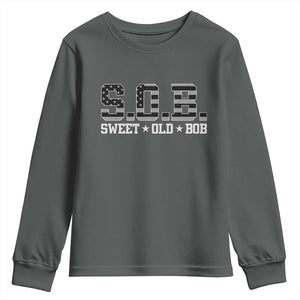 Funny Bob Youth Sweatshirt Fathers Day Dad Sweet Old Bob Retro USA Flag TS10 Dark Heather Print Your Wear