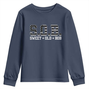 Funny Bob Youth Sweatshirt Fathers Day Dad Sweet Old Bob Retro USA Flag TS10 Navy Print Your Wear