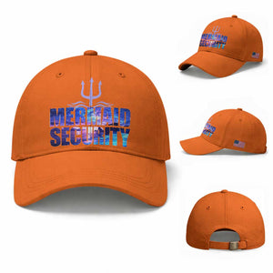 Mermaid Security Baseball Cap Funny Mermaid Family Squad TS10 Baseball Cap Universal Fit Orange Print Your Wear