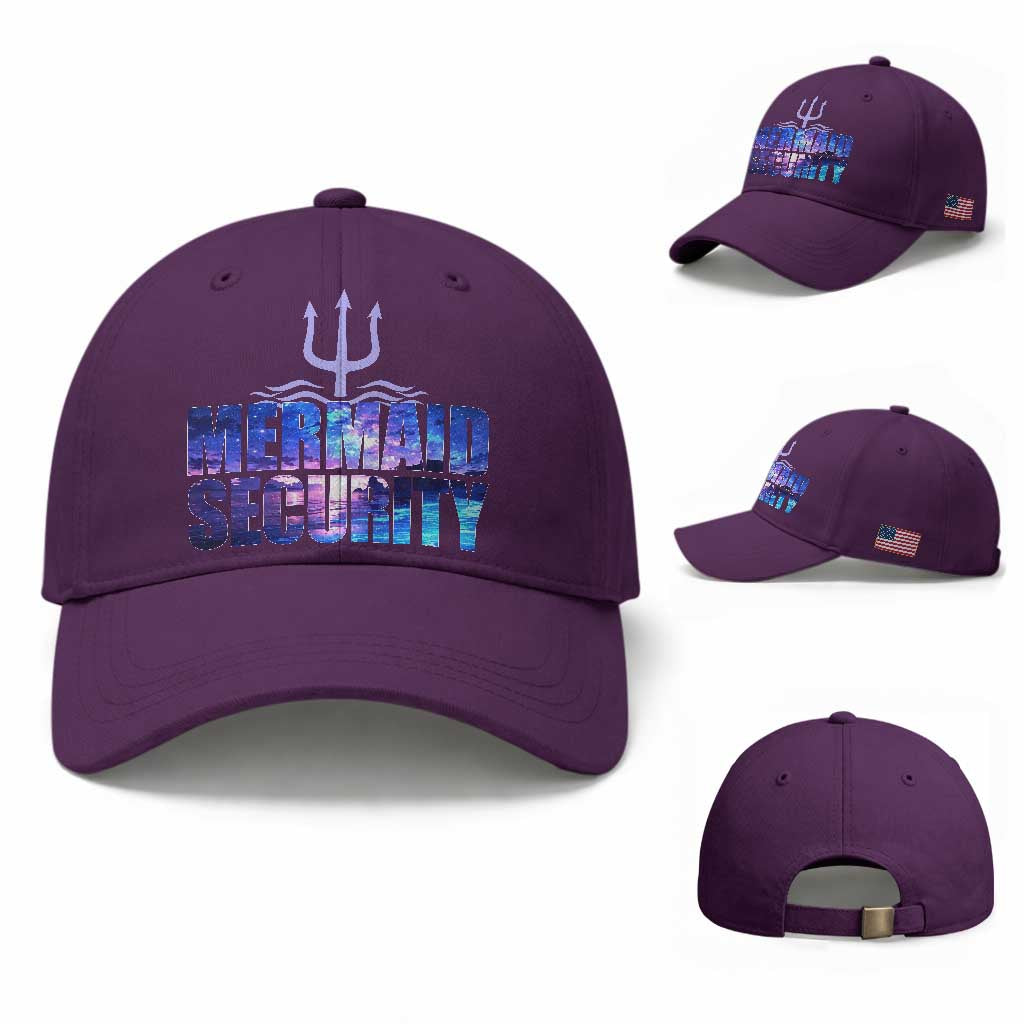 Mermaid Security Baseball Cap Funny Mermaid Family Squad TS10 Baseball Cap Universal Fit Purple Print Your Wear