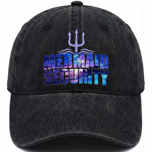 Mermaid Security Washed Cotton Baseball Cap Funny Mermaid Family Squad TS10 Print Your Wear