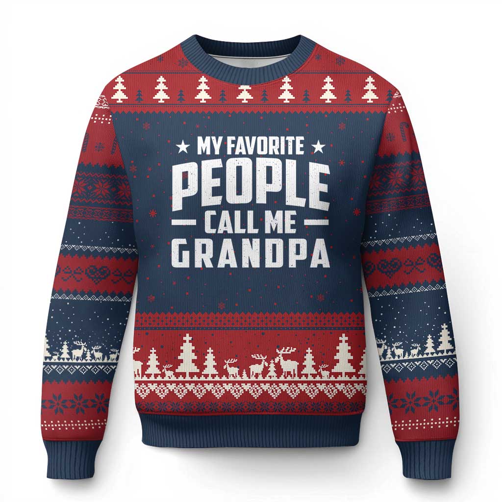 Funny Grandpa Ugly Christmas Sweater My Favorite People Call Me Grandpa TS10 Navy Red Print Your Wear