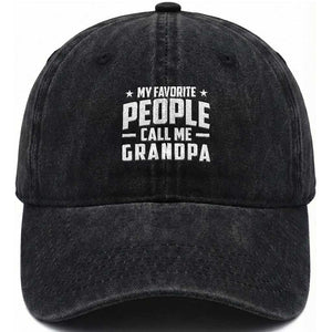 Funny Grandpa Washed Cotton Baseball Cap My Favorite People Call Me Grandpa TS10 Print Your Wear