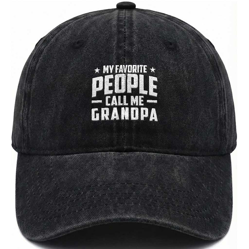 Funny Grandpa Washed Cotton Baseball Cap My Favorite People Call Me Grandpa TS10 Print Your Wear
