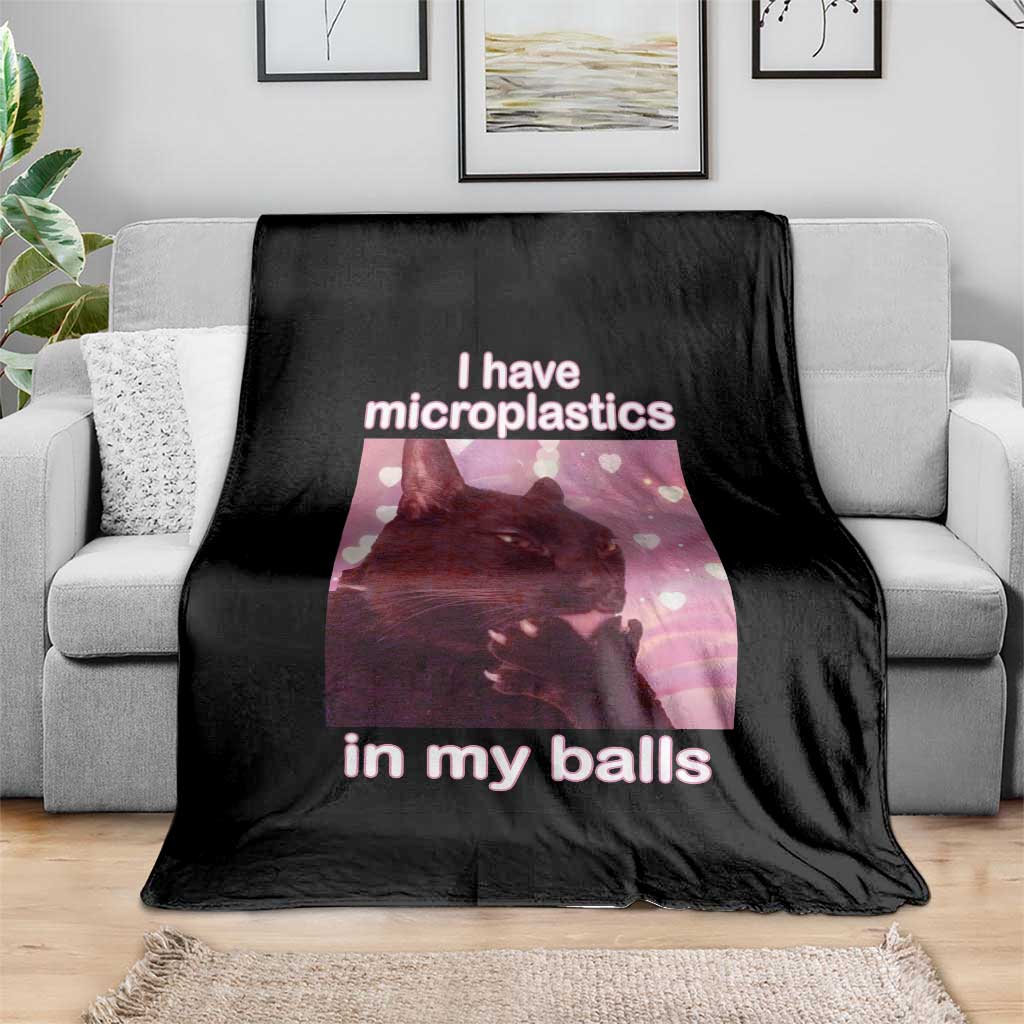 Funny Cat Meme Throw Blanket I Have Microplastics In My Balls Dank Meme TS10 Print Your Wear