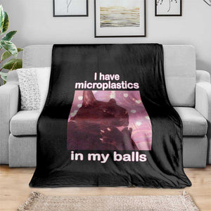 Funny Cat Meme Throw Blanket I Have Microplastics In My Balls Dank Meme TS10 Print Your Wear