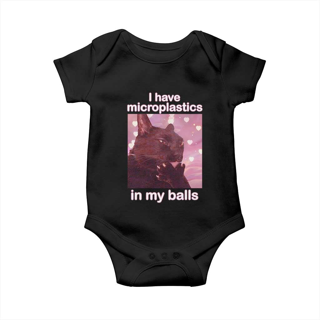 Funny Cat Meme Baby Onesie I Have Microplastics In My Balls Dank Meme TS10 Black Print Your Wear
