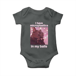 Funny Cat Meme Baby Onesie I Have Microplastics In My Balls Dank Meme TS10 Dark Heather Print Your Wear