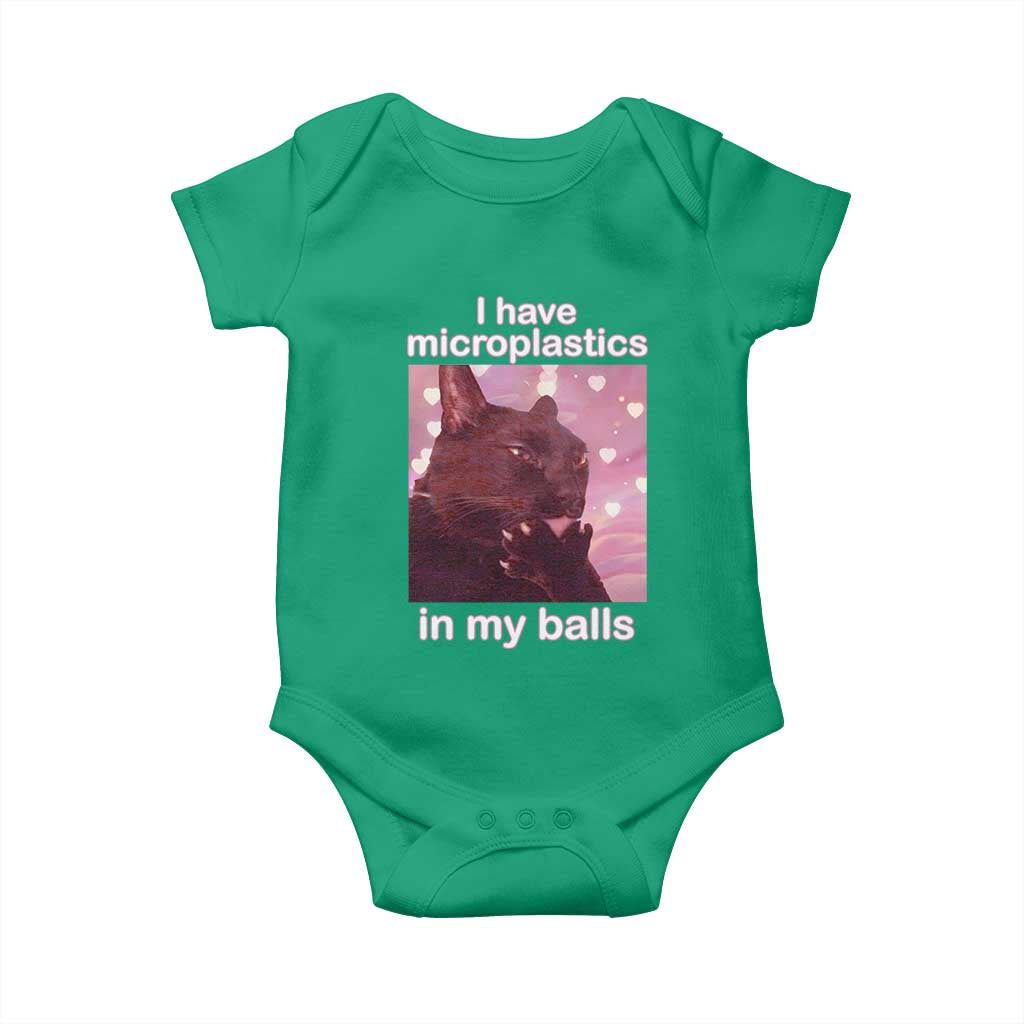 Funny Cat Meme Baby Onesie I Have Microplastics In My Balls Dank Meme TS10 Irish Green Print Your Wear