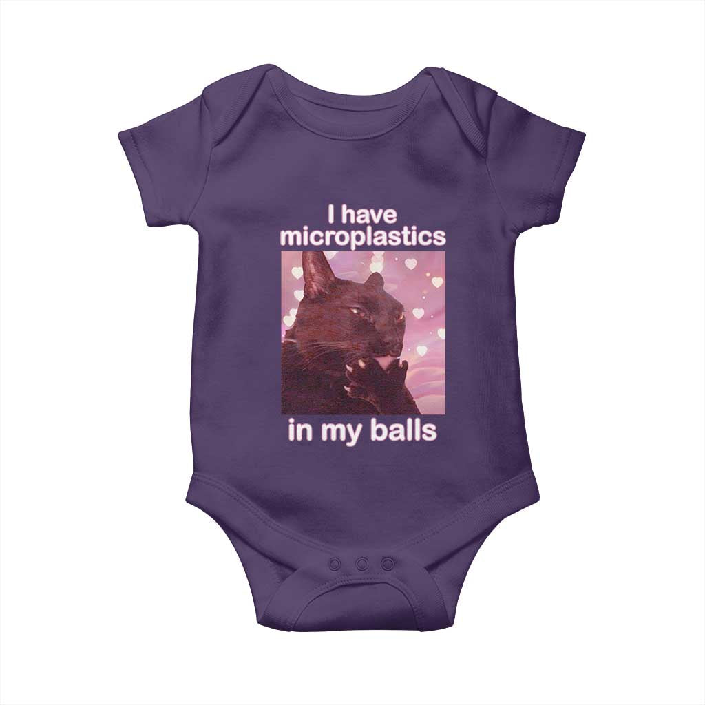 Funny Cat Meme Baby Onesie I Have Microplastics In My Balls Dank Meme TS10 Purple Print Your Wear